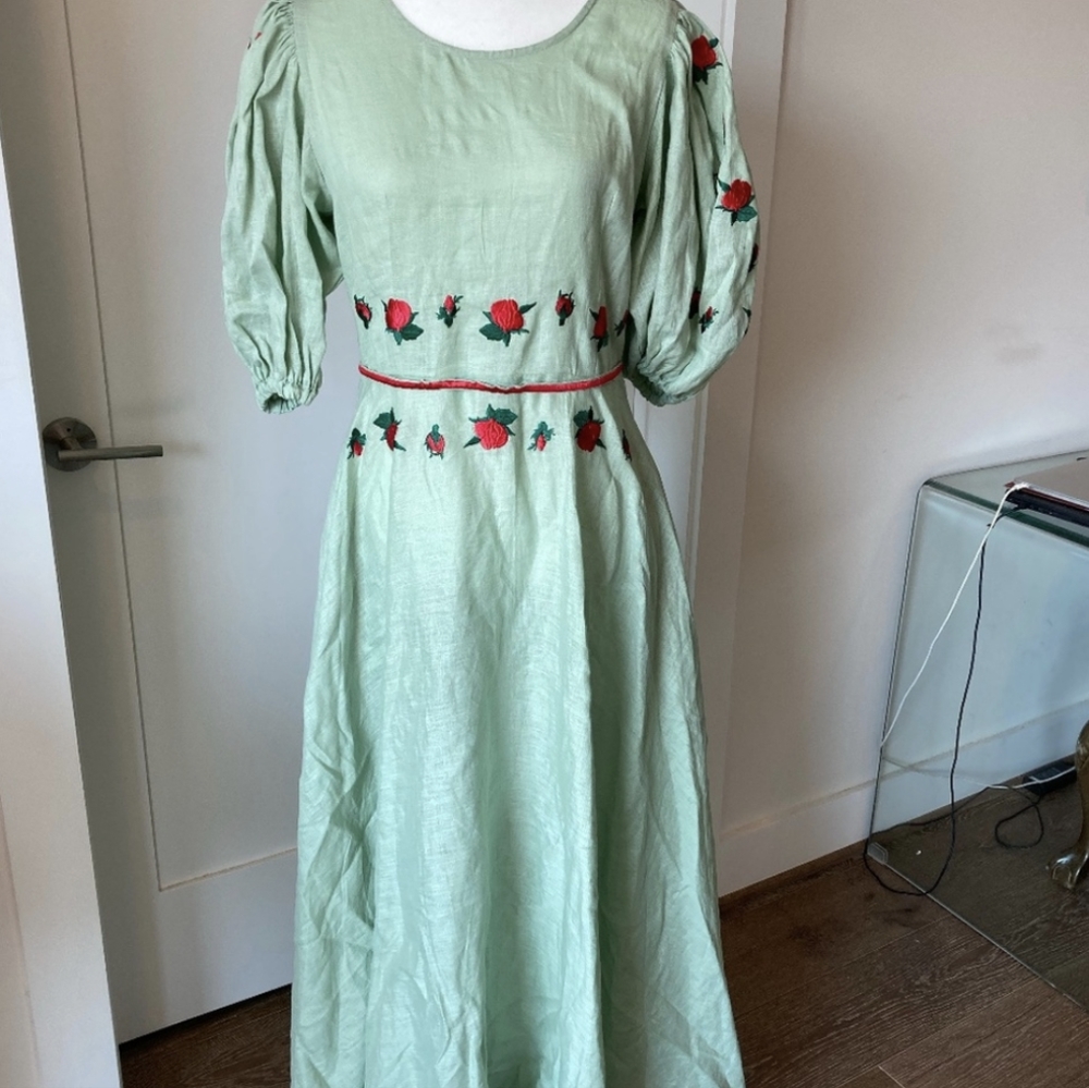 Fanm Mon Datcha Dress in Mint, Medium